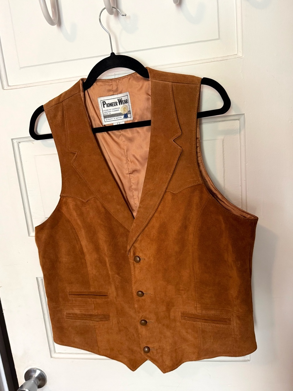 Vintage Leather Suede Vest, Pioneer Wear, Western Cowboy Vest